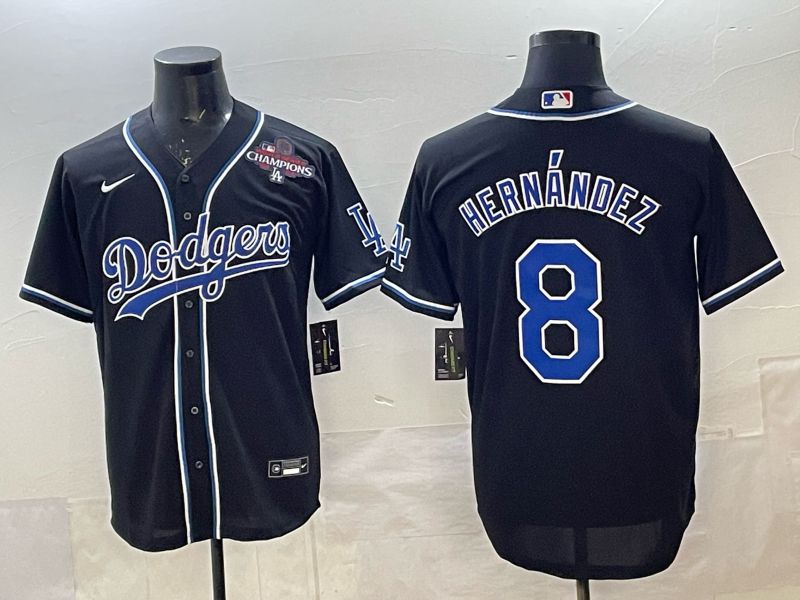 Men 2025 Nike Los Angeles Dodgers #8 Hernandez Black MLB Jersey style 0012->los angeles dodgers->MLB Jersey